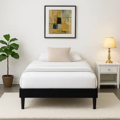 Sommier 90x190 cm dehoussable noir - pieds 20 cm - 13 lattes - soutien ferme - confort optimal - usage quotidien