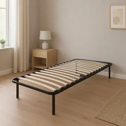 Sommier 90x190 cm Metal Solide et Confortable 29 cm - Montage Rapide - Lattes en Bois 14 en 9mm - Epaisseur Metal 1,2 mm - Idéal p