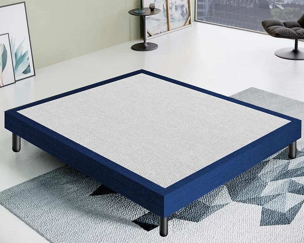 Sommier 120x200 Tapissier Déco Couleur Bleu Resistant Jusqu'à 120 Kg Par Personne