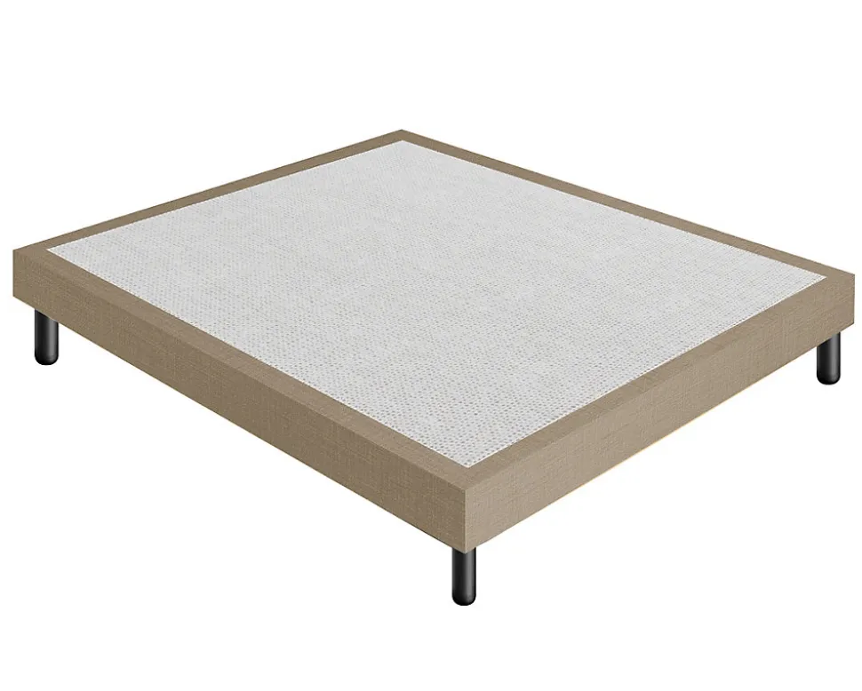 Sommier 140x200 Tapissier Déco Couleur Beige Resistant Jusqu'à 120 Kg Par Personne
