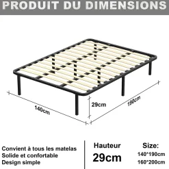 Sommier 140x190cm Hauteur de 29 cm