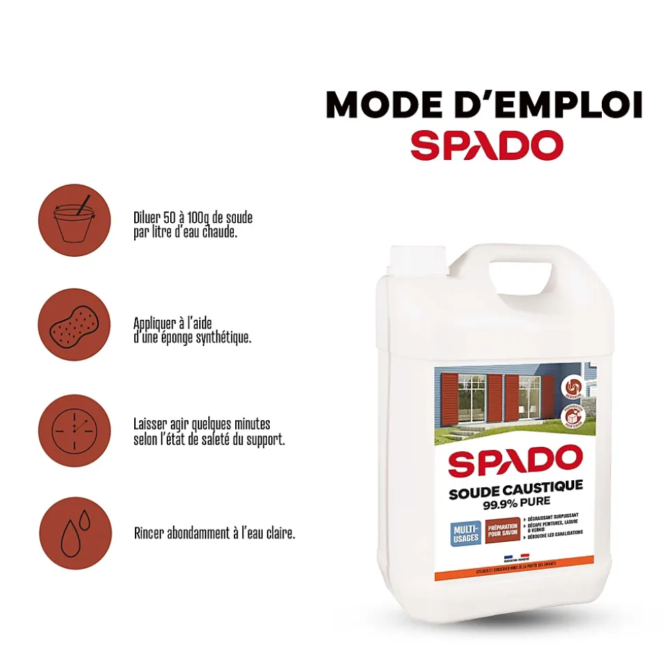 Soude caustique formule pure 99,9% Spado 4kg