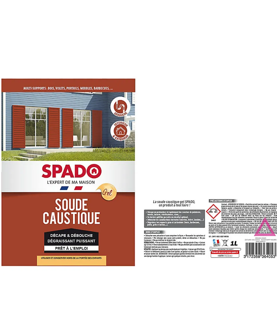 Spado Soude Caustique gel pêt à l'emploi 1L