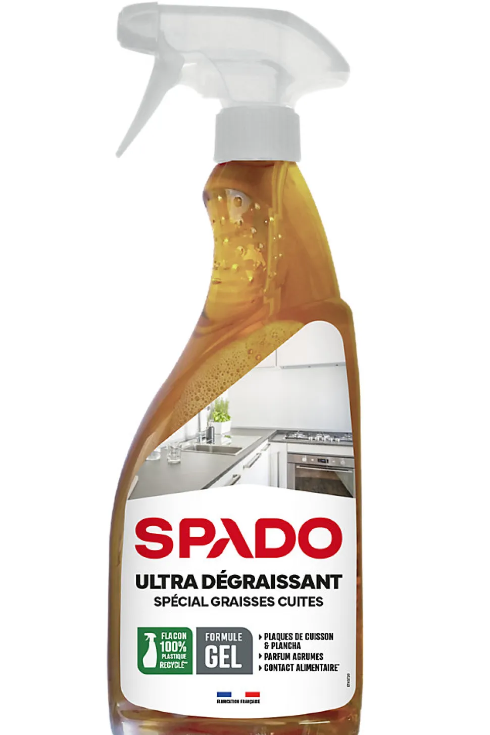 Spray gel nettoyant ultra dégraissant spécial graisses cuites Spado 750ml