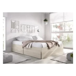 Structure de lit - LAGO - 140 x 190 cm - 4 tiroirs - Chene