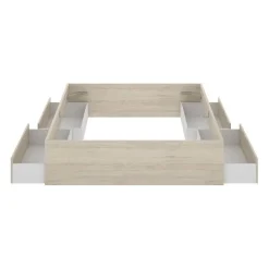 Structure de lit - LAGO - 140 x 190 cm - 4 tiroirs - Chene