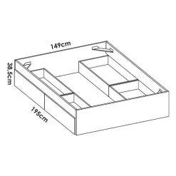 Structure de lit - LAGO - 140 x 190 cm - 4 tiroirs - Chene