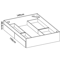Structure de lit - LAGO - 140 x 190 cm - 4 tiroirs - Chene