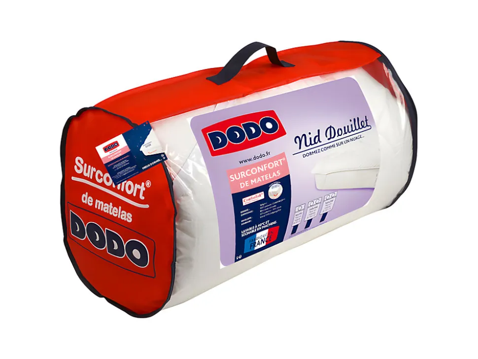 Surconfort de matelas 1 place DODO - 90x190 cm -NID DOUILLET