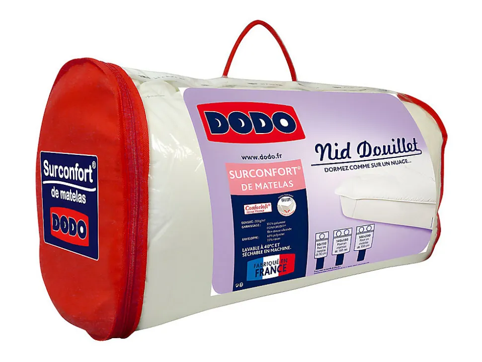 Surconfort de matelas 2 places DODO - 140x190 cm - NID DOUILLET