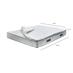 Surmatelas double Sagittaire, Ensemble matelas avec oreillers, surmatelas en mousse à mémoire de forme, 140x200xh5 cm