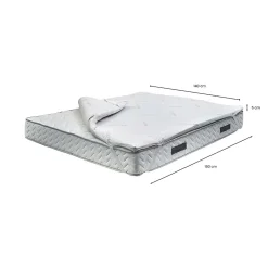 Surmatelas double Sagittaire, Ensemble matelas avec oreillers, Surmatelas en mousse à mémoire de forme, 140x190xh5 cm