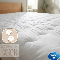 Surmatelas Moelleux 90x200 cm - Protege Matelas Impermeable - Housse Coton - 4 Coins Elastiques - Traitement Anti-Acarien