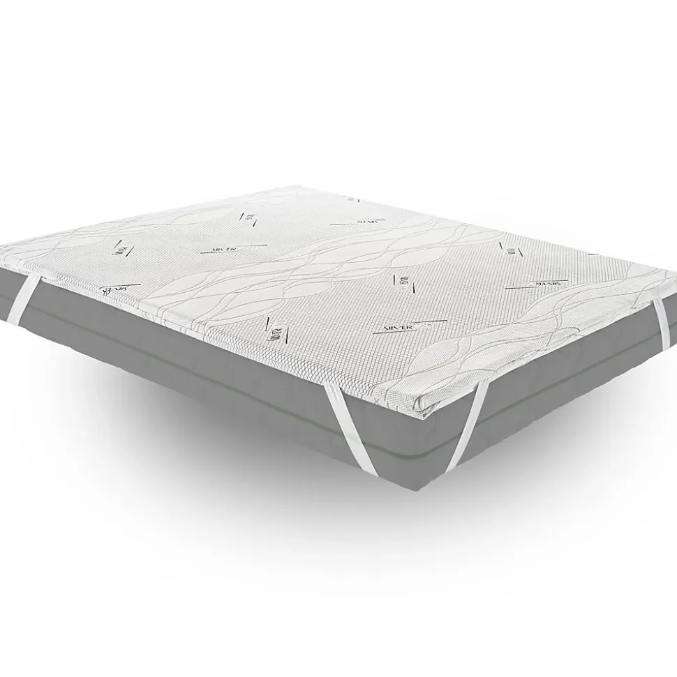 Sur-matelas 120x200 - Mousse à Mémoire De Forme - Epaisseur 5 cm - Revêtement Amovible Silver Fresh