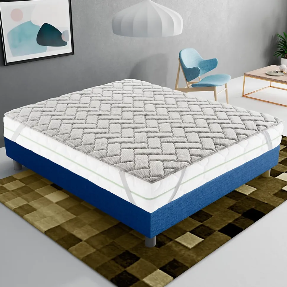Sur-matelas 200x200 - Mousse à Mémoire De Forme De 5 Cm - Revêtement Silver Fresh