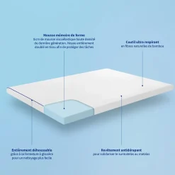 Surmatelas 180x200cm Mémoire de forme L'ACCUEILLANT