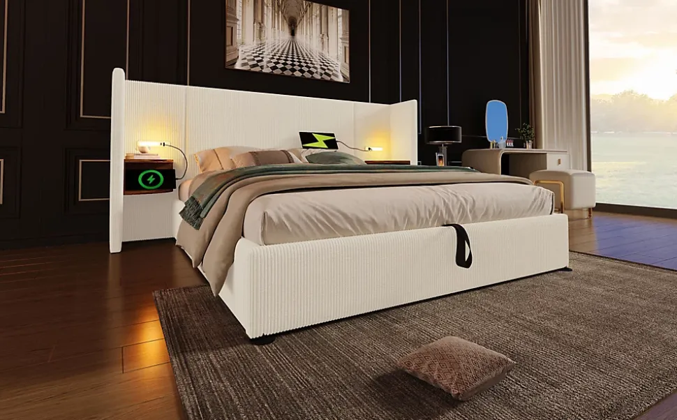 Table basse 50x50,5H cm et 60x36x43,5H cm, ensemble 2 pieces empilable avec plateau MDF blanc