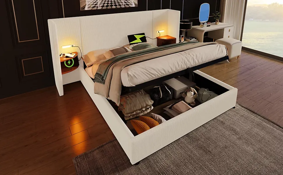 Table basse 50x50,5H cm et 60x36x43,5H cm, ensemble 2 pieces empilable avec plateau MDF blanc