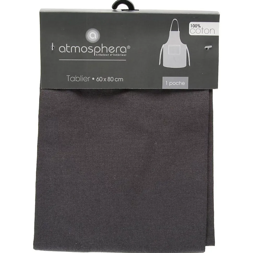 Tablier - coton - gris foncé - 60x80 cm - Atmosphera