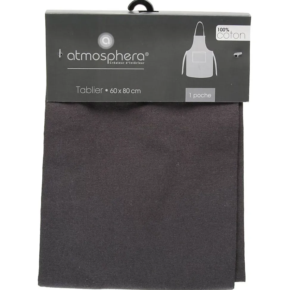 Tablier - coton - gris foncé - 60x80 cm - Atmosphera