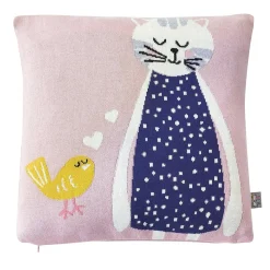 Taie de coussin en tricot de coton Chat