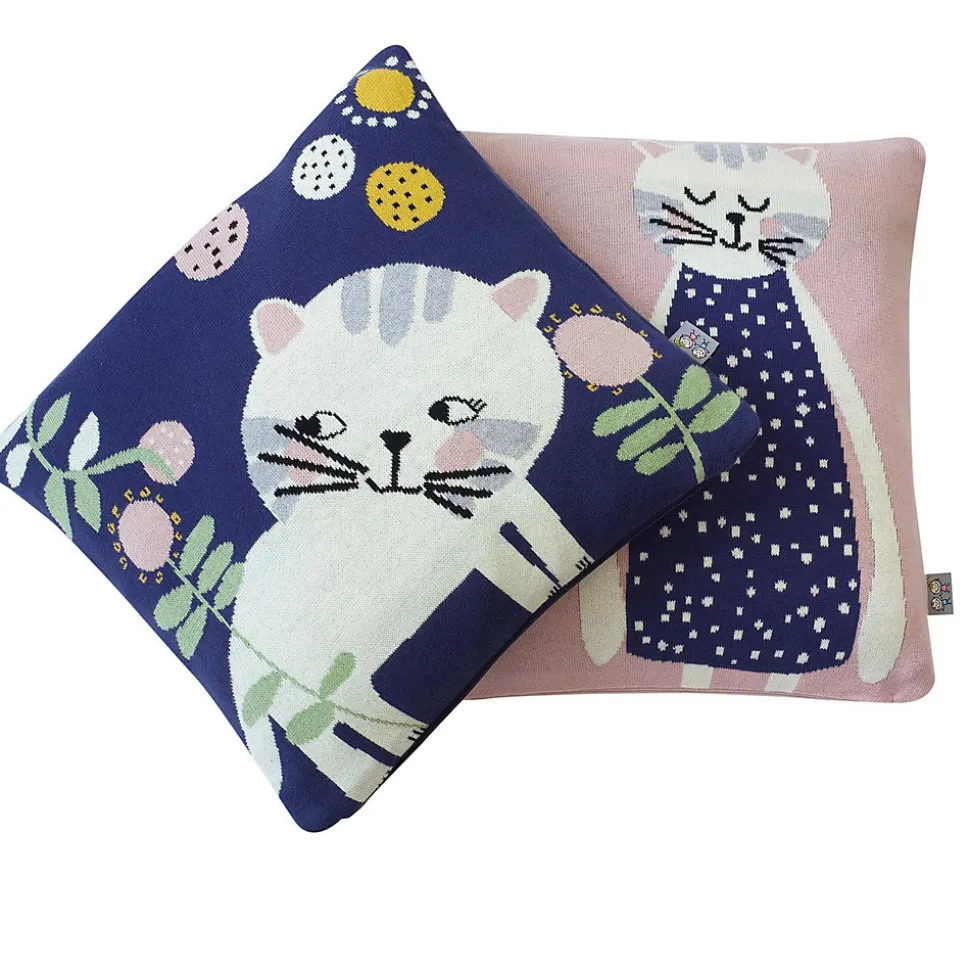 Taie de coussin en tricot de coton Chat