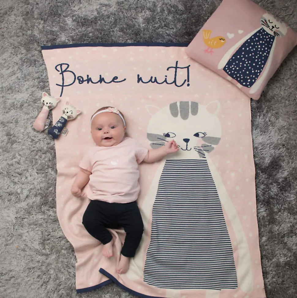 Taie de coussin en tricot de coton Chat