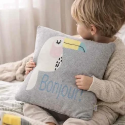 Taie de coussin en tricot de coton TOUCAN