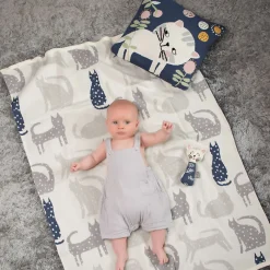 Taie de coussin en tricot de coton Chaton