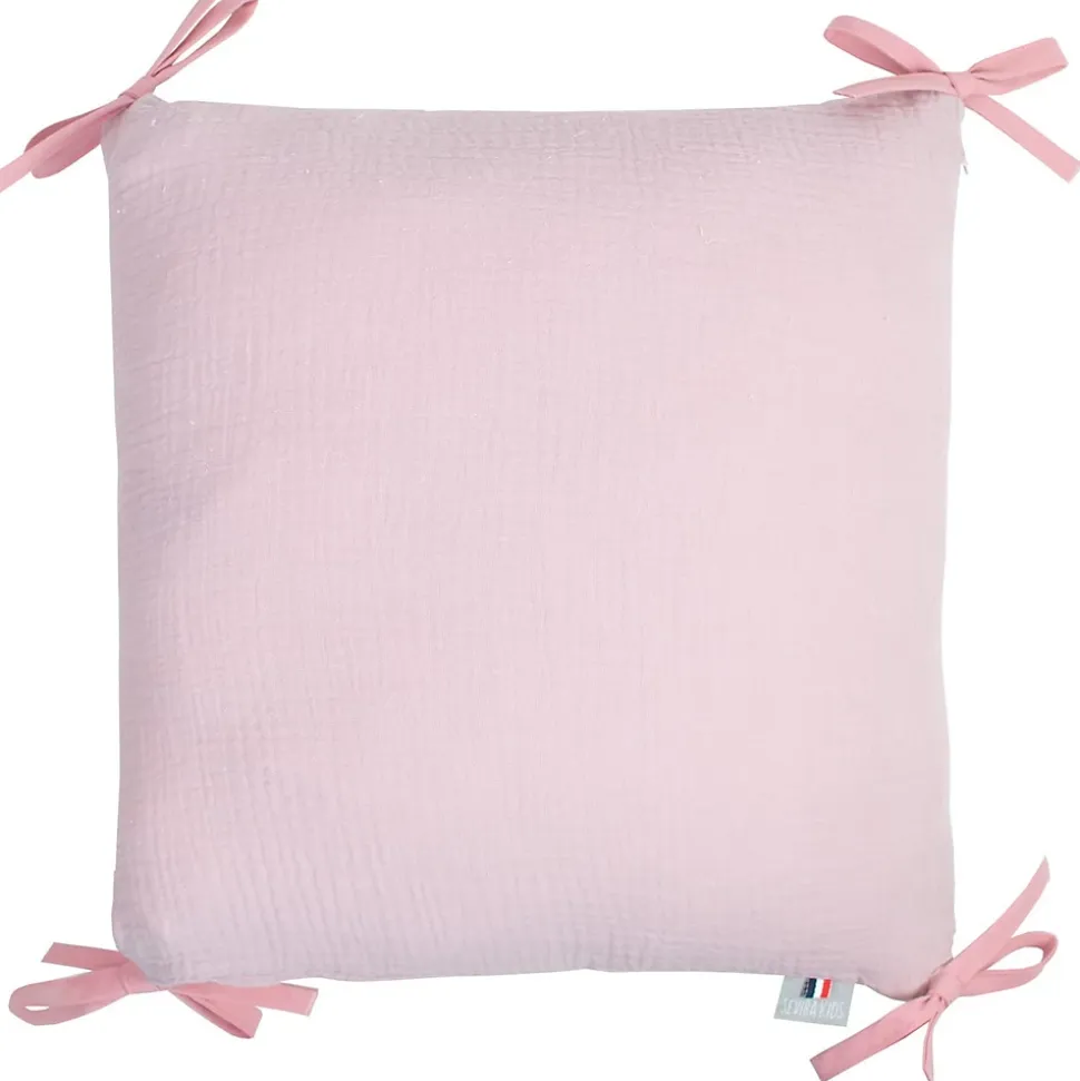 Taie de coussin modulable avec liens à nouer en gaze de coton