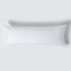 Taie de traversin blanc 100% coton égyptien 200 fils, 50x140 cm - HOMESCAPES