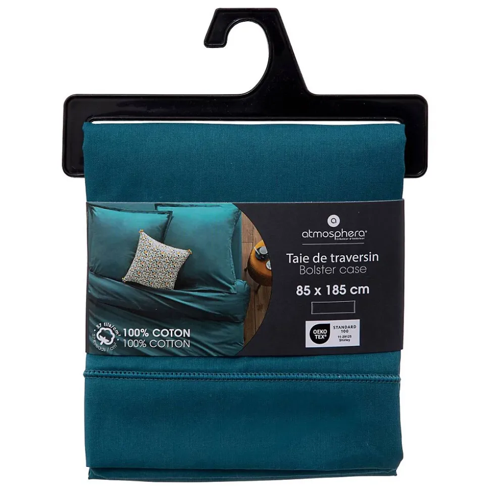 Taie de traversin Carina 85x185cm bleu canard - Atmosphera