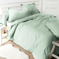 Taie de traversin uni 185X43 cm coton ALTO vert fleur d'amandier