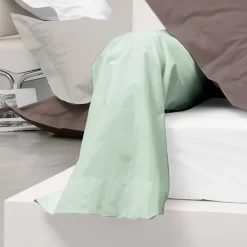 Taie de traversin uni 230X43 cm coton ALTO vert fleur d'amandier