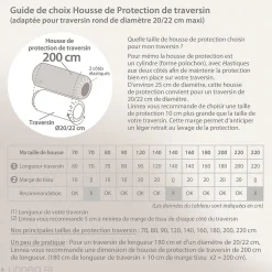 Taie de traversin 200x43 cm en coton PÉNÉLOPE beige Silice