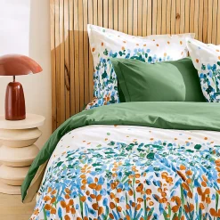 Taie de traversin 140x43 cm en coton ÉVASION Vert fougère