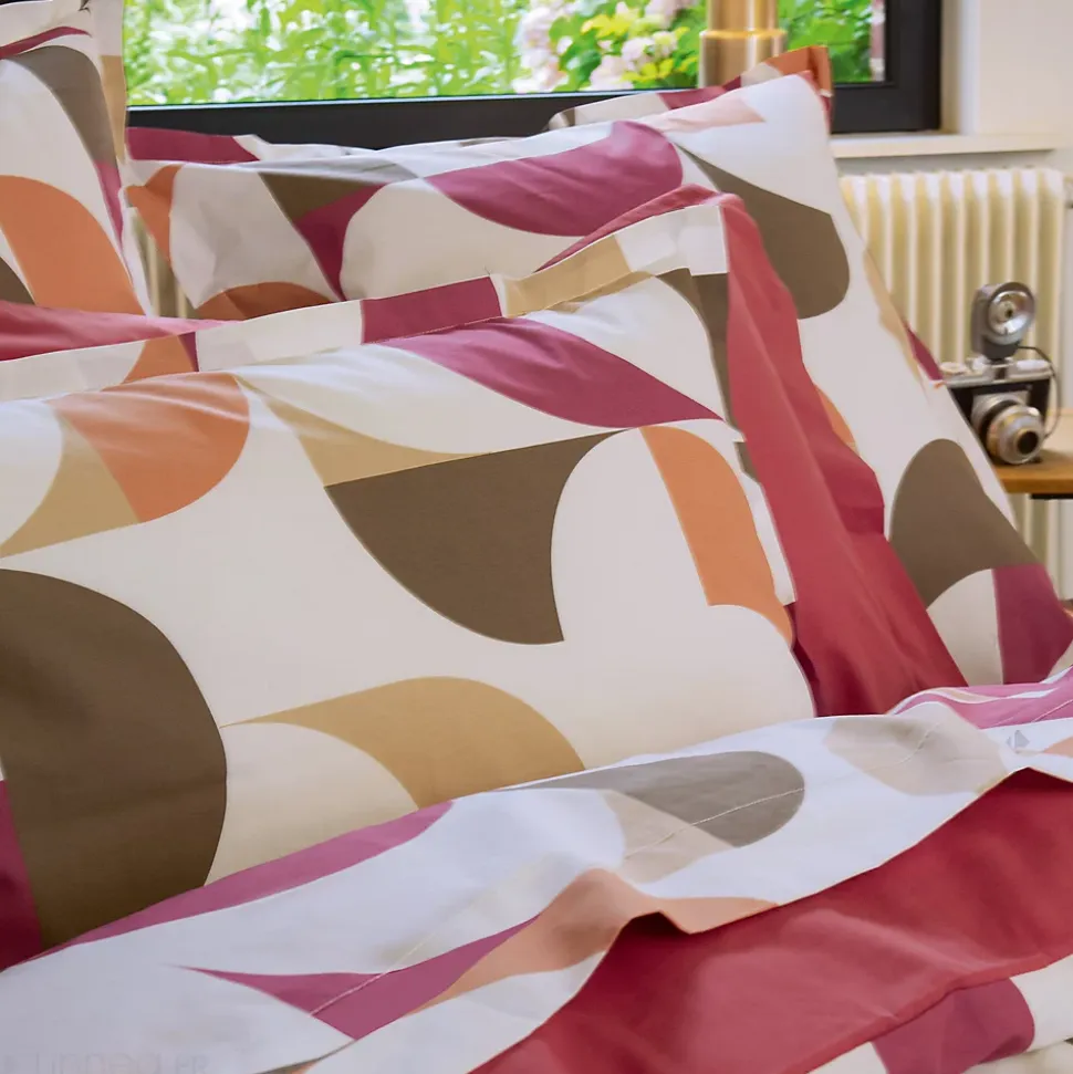 Taie de traversin 140x43 cm en 100% percale MODULO blanc acajou