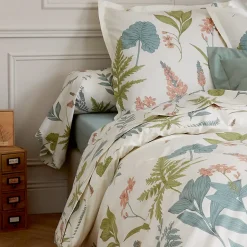 Taie de traversin 140x43 cm percale 100 % coton FÉÉRIE Blanc sauge