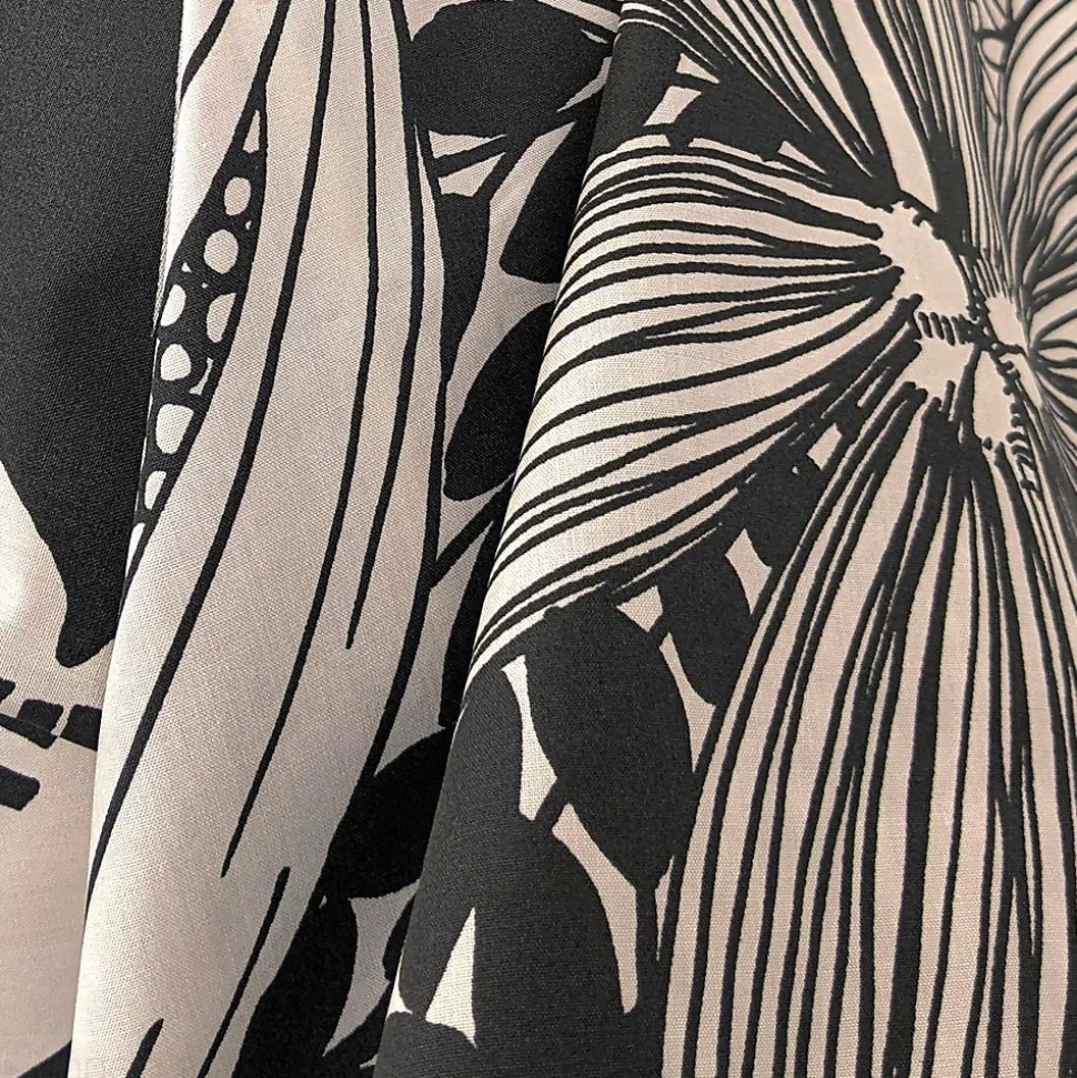 Taie de traversin 140x43 cm percale de coton ALBA beige/noir