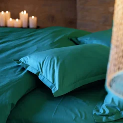 Taie de traversin 43x190 cm percale de coton MANOIR vert Canard