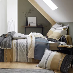 Taie de traversin 200x43 cm percale coton MARLOW acier