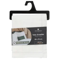 Taie d'oreiller - coton - blanc - 50x70 cm - Atmosphera