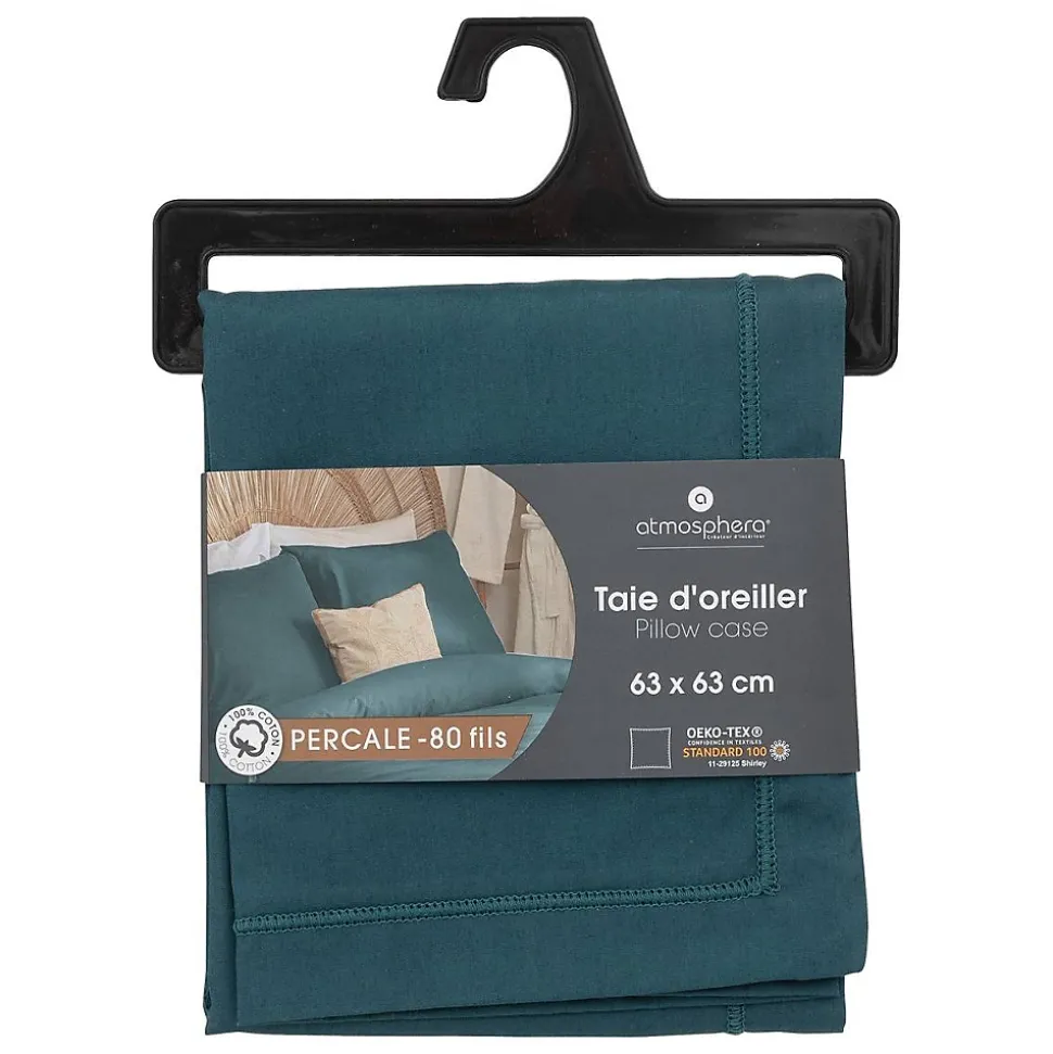 Taie d'oreiller - coton - bleu - 63x63 cm - Atmosphera