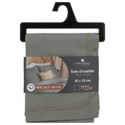 Taie d'oreiller - coton - gris - 50x70 cm - Atmosphera