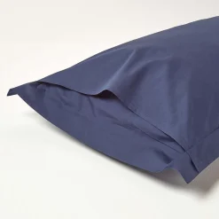 Taie d'oreiller à  volants bleu marine 100% coton égyptien 200 fils, 50x75 cm - HOMESCAPES