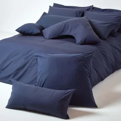 Taie d'oreiller à  volants bleu marine 100% coton égyptien 200 fils, 50x75 cm - HOMESCAPES