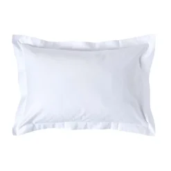 Taie d'oreiller à  volants blanc en satin de coton égyptien 1000 fils, 50x75 cm - HOMESCAPES