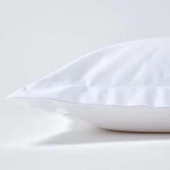 Taie d'oreiller à  volants blanc en satin de coton égyptien 1000 fils, 50x75 cm - HOMESCAPES