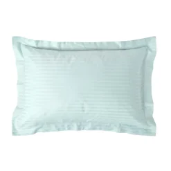 Taie d'oreiller à  volants bleu satin rayé en coton égyptien 330 fils, 50x75 cm - HOMESCAPES