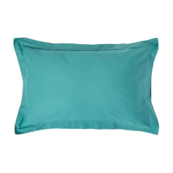 Taie d'oreiller à  volants bleu canard 100% coton égyptien 200 fils, 50x75 cm - HOMESCAPES